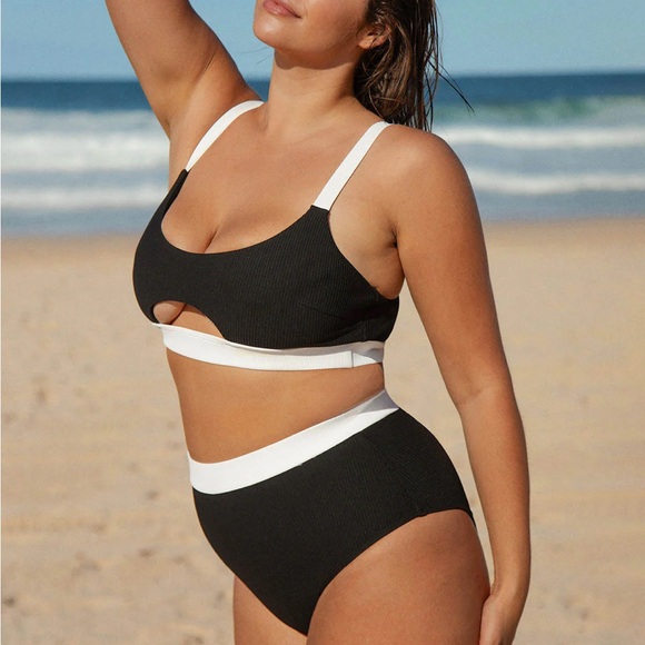 Berlook Contrast Trim Plus Size Bikini Set - Picture 4 of 6